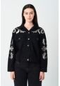 Chaqueta Trucker En Denim Y Cuero Para Mujer Soren Chaqueta Trucker En Denim Y Cuero Para Mujer Soren Negro XS VÉLEZ de Vélez