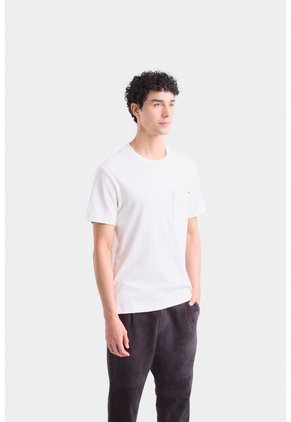 Camiseta En Algodón Para Hombre Bolsillo Cuero Camiseta En Algodón Para Hombre Bolsillo Cuero Blanco S VÉLEZ