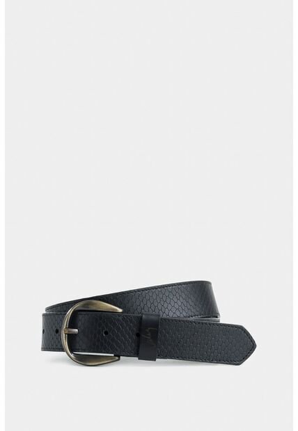 Cinturón Unifaz Makki De Cuero Para Mujer Placa Reptilia Cinturón Unifaz Makki De Cuero Para Mujer Placa Reptilia Negro M VÉLEZ