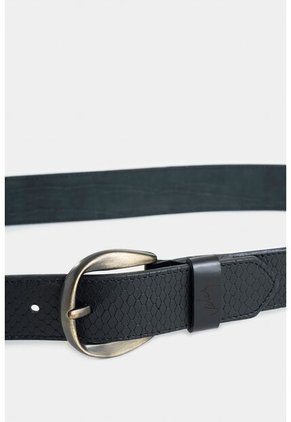 Cinturón Unifaz Makki De Cuero Para Mujer Placa Reptilia Cinturón Unifaz Makki De Cuero Para Mujer Placa Reptilia Negro M VÉLEZ