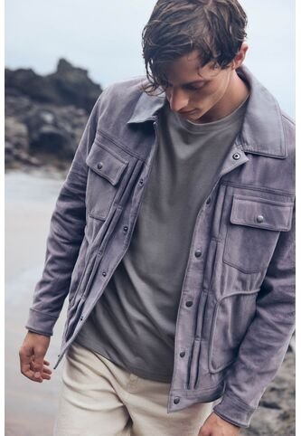 Chaqueta Aron En Gamuza Para Hombre Detalle Cuero Chaqueta Aron En Gamuza Para Hombre Detalle Cuero Gris Pistola S VÉLEZ Vélez