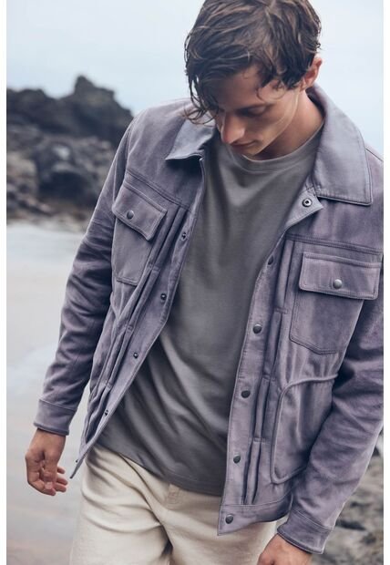 Chaqueta Aron En Gamuza Para Hombre Detalle Cuero Chaqueta Aron En Gamuza Para Hombre Detalle Cuero Gris Pistola S VÉLEZ