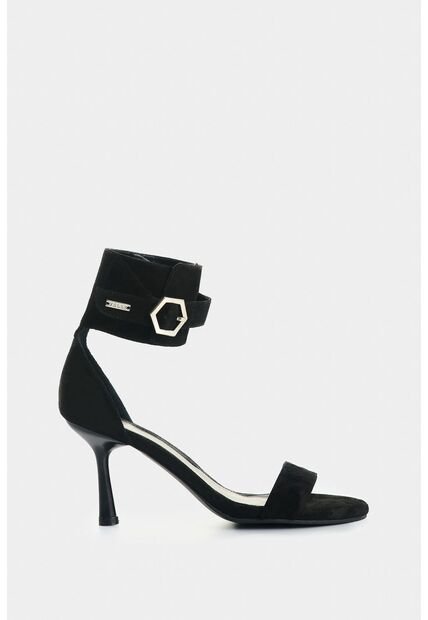 Sandalia Tacón De Cuero Gamuzado Para Mujer Ophelia Sandalia Tacón De Cuero Gamuzado Para Mujer Ophelia Negro 36 VÉLEZ