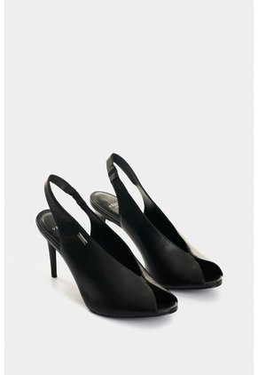 Sandalia Tacón En Cuero Para Mujer Aqua Sandalia Tacón En Cuero Para Mujer Aqua Negro 40 VÉLEZ