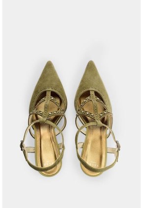 Tacones Cerrados En Cuero Con Taches Para Mujer Tikal Tacones Cerrados En Cuero Con Taches Para Mujer Tikal Verde Oliva 34 VÉLEZ