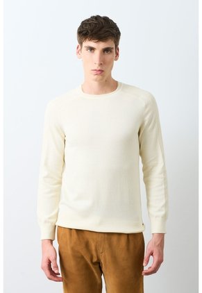 Sweater Tejido En Algodón Para Hombre Manga Ranglan Sweater Tejido En Algodón Para Hombre Manga Ranglan Crema M VÉLEZ