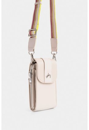 Manos Libres Astra En Lona Para Mujer Detalle Cuero Manos Libres Astra En Lona Para Mujer Detalle Cuero Blanco VÉLEZ