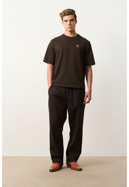 Camiseta Oversized En Algodón Para Hombre Camiseta Oversized En Algodón Para Hombre Cafe XS VÉLEZ