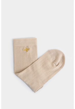 Calcetines Media Pierna San Jacinto Para Mujer Bordado Abeja Calcetines Media Pierna San Jacinto Para Mujer Bordado Abeja Arena XS VÉLEZ