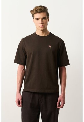 Camiseta Oversized En Algodón Para Hombre Camiseta Oversized En Algodón Para Hombre Cafe XS VÉLEZ