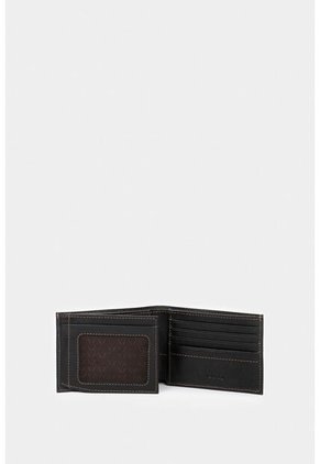Billetera Humanista De Cuero Para Hombre Costuras Contraste Negro Billetera Humanista De Cuero Para Hombre Costuras Contraste Negro VÉLEZ