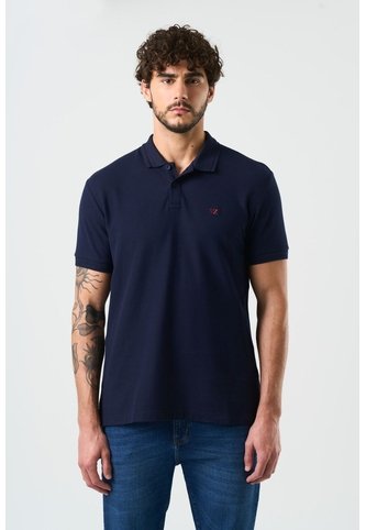 Polo Manga Corta Essential Para Hombre Textura Polo Manga Corta Essential Para Hombre Textura Azul Oscuro XS VÉLEZ Vélez