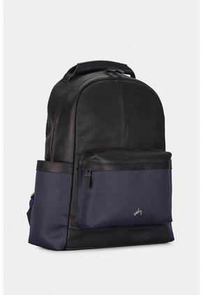 Morral San Patricio De Cuero Y Lona Para Hombre Aplique Metálico Morral San Patricio De Cuero Y Lona Para Hombre Aplique Metálico Azul Oscuro VÉLEZ