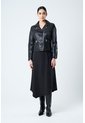Chaqueta Silueta Tipo Biker De Cuero Para Mujer Cremalleras Chaqueta Silueta Tipo Biker De Cuero Para Mujer Cremalleras Negro S VÉLEZ de Vélez