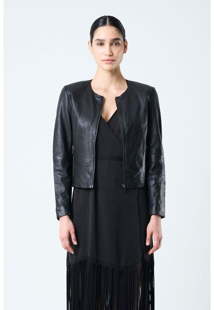 Chaqueta De Cuero Para Mujer Denver Chaqueta De Cuero Para Mujer Denver Negro L VÉLEZ
