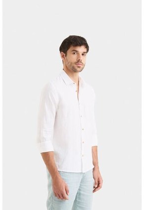 Camisa Manga Larga En Lino Para Hombre Silueta Semi Ajustada Camisa Manga Larga En Lino Para Hombre Silueta Semi Ajustada Blanco L VÉLEZ