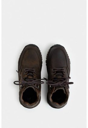 Botas Zoom Outdoor De Cuero Rústico Para Hombre Suela Tractorada Miel