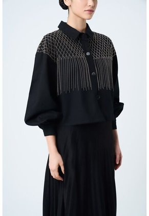 Chaqueta Alhena En Tejido Plano Para Mujer Bordado Millaré Chaqueta Alhena En Tejido Plano Para Mujer Bordado Millaré Negro XS VÉLEZ