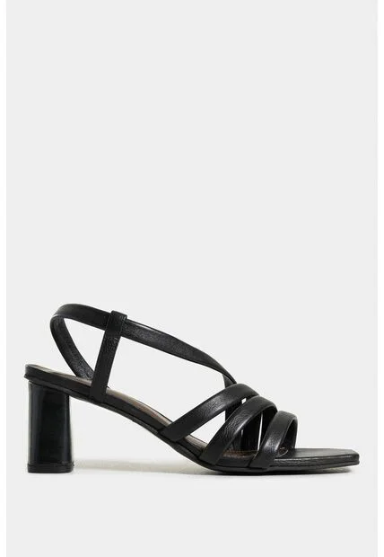 Sandalia Tacón Gobi De Cuero Liso Para Mujer Straps Sandalia Tacón Gobi De Cuero Liso Para Mujer Straps Negro 36 VÉLEZ