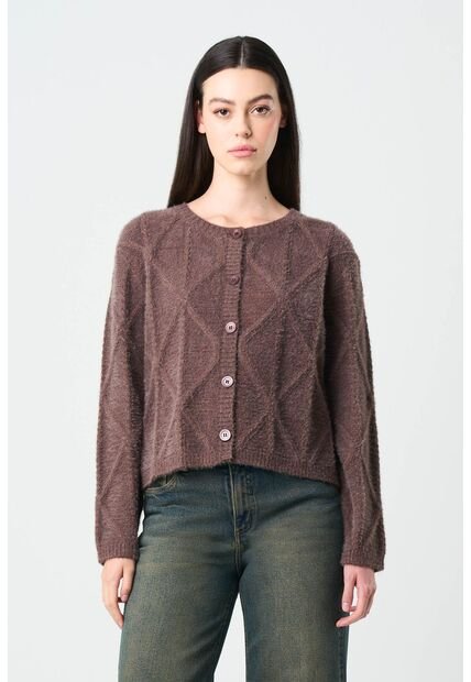 Cardigan Tejido Con Lúrex Para Mujer Soren Cardigan Tejido Con Lúrex Para Mujer Soren Cafe L VÉLEZ
