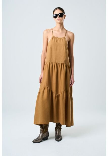 Vestido Galera Para Mujer Cuello Halter Vestido Galera Para Mujer Cuello Halter Cafe Claro 10 VÉLEZ