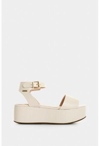 Sandalia Plataforma De Cuero Para Mujer Soren Sandalia Plataforma De Cuero Para Mujer Soren Beige 36 VÉLEZ Vélez