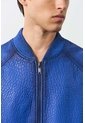 Chaqueta Bomber En Cuero Texturizado Para Hombre Calypso Chaqueta Bomber En Cuero Texturizado Para Hombre Calypso Azul XL VÉLEZ de Vélez