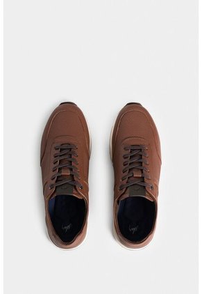 Tenis Vuelos De Cuero Para Hombre Combinación De Texturas Tenis Vuelos De Cuero Para Hombre Combinación De Texturas Miel 45 VÉLEZ