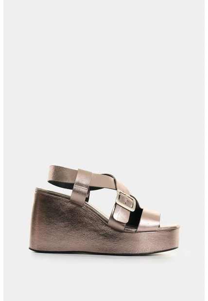 Sandalia Plataforma De Cuero Folia Para Mujer Light Sandalia Plataforma De Cuero Folia Para Mujer Light Plata 38 VÉLEZ