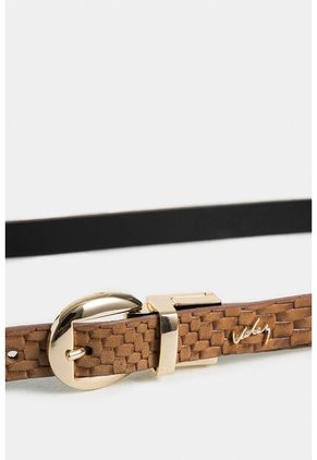 Cinturón Doble Faz Taipei De Cuero Para Mujer Mezcla De Texturas Cinturón Doble Faz Taipei De Cuero Para Mujer Mezcla De Texturas Miel XL VÉLEZ