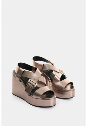 Sandalia Plataforma De Cuero Folia Para Mujer Light Sandalia Plataforma De Cuero Folia Para Mujer Light Plata 38 VÉLEZ