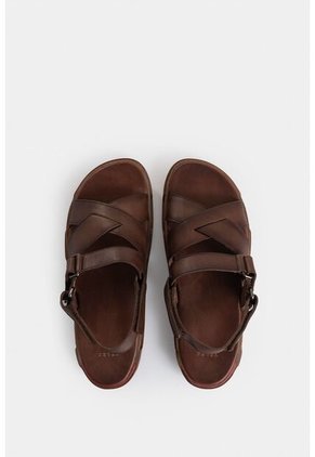 Sandalia Plana Monet De Cuero Para Hombre Capellada Cruzada Sandalia Plana Monet De Cuero Para Hombre Capellada Cruzada Cafe 44 VÉLEZ