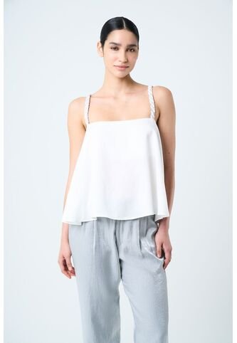 Camisa Canes Fit Holgado Para Mujer Detalle Trenzado Camisa Canes Fit Holgado Para Mujer Detalle Trenzado Crema XS VÉLEZ Vélez