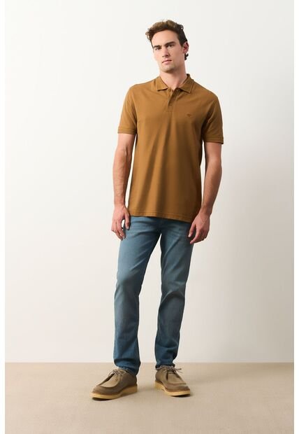Polo Para Hombre Semi Fit Detalle Jacquard Polo Para Hombre Semi Fit Detalle Jacquard Miel XL VÉLEZ