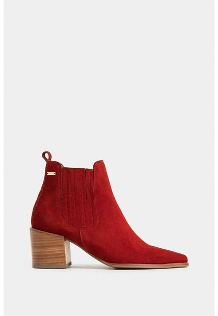 Botines Heliconia De Cuero Gamuzado Silueta Texana Botines Heliconia De Cuero Gamuzado Silueta Texana Rojo 40 Vélez