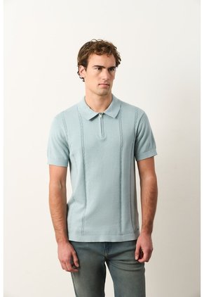Polo Tropical Manga Corta Para Hombre Semi Fitted Polo Tropical Manga Corta Para Hombre Semi Fitted Azul Claro L VÉLEZ