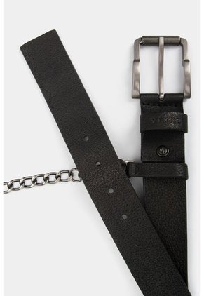 Cinturón Unifaz Ankara De Cuero Para Hombre Cadena Metálica Negro Cinturón Unifaz Ankara De Cuero Para Hombre Cadena Metálica Negro 30 Vélez