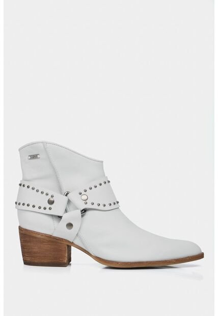 Botines Tacón Perla De Cuero Para Mujer Personalización Blanco Botines Tacón Perla De Cuero Para Mujer Personalización Blanco 34 VÉLEZ