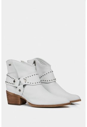 Botines Tacón Perla De Cuero Para Mujer Personalización Blanco Botines Tacón Perla De Cuero Para Mujer Personalización Blanco 34 VÉLEZ