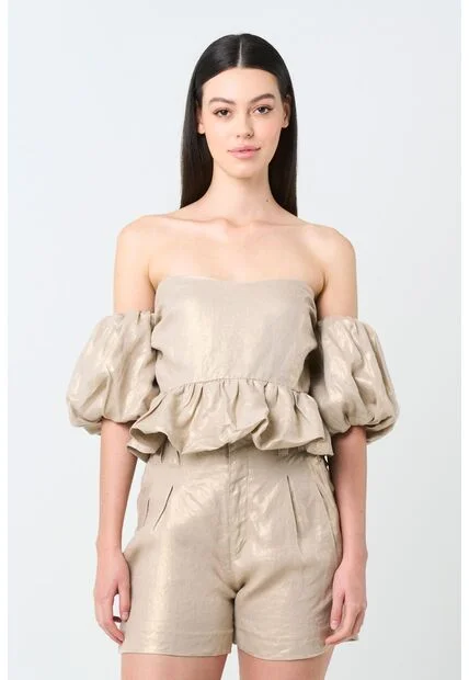 Camisa Elios En Lino Para Mujer Silueta Cropped Camisa Elios En Lino Para Mujer Silueta Cropped Arena M VÉLEZ