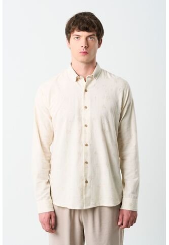 Camisa Manga Larga Semi Fitted Para Hombre Asiri Camisa Manga Larga Semi Fitted Para Hombre Asiri Crema XL VÉLEZ Vélez
