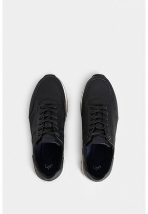 Tenis Vuelos De Cuero Para Hombre Combinación De Texturas Tenis Vuelos De Cuero Para Hombre Combinación De Texturas Negro 43 VÉLEZ