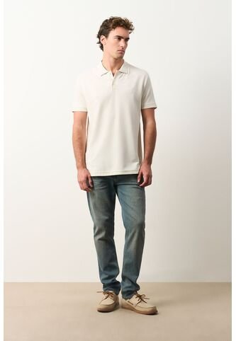 Polo Para Hombre Semi Fit Detalle Jacquard Polo Para Hombre Semi Fit Detalle Jacquard Crema L VÉLEZ Vélez