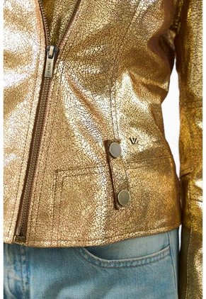 Chaqueta Biker De Cuero Folia Efecto Craquelado Para Mujer Royal Inti Chaqueta Biker De Cuero Folia Efecto Craquelado Para Mujer Royal Inti Dorado XL VÉLEZ