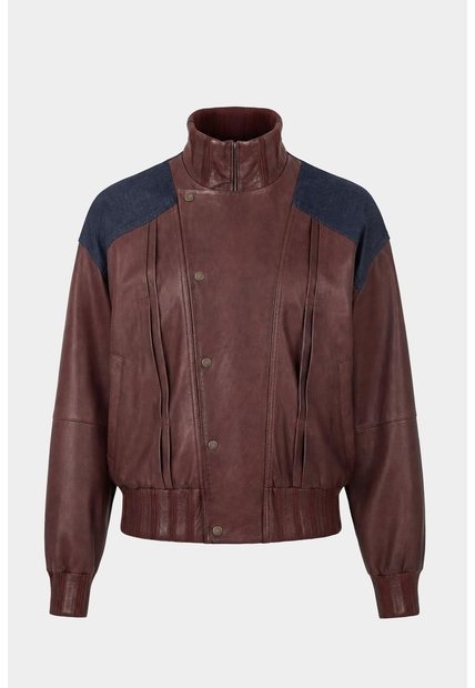 Chaqueta Bomber En Cuero Y Denim Para Hombre Chaqueta Bomber En Cuero Y Denim Para Hombre Vinotinto XL VÉLEZ