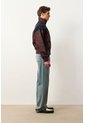 Chaqueta Bomber En Cuero Y Denim Para Hombre Chaqueta Bomber En Cuero Y Denim Para Hombre Vinotinto XL VÉLEZ de Vélez