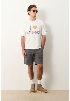 Camiseta Cropped En Algodón Para Hombre I Love Latinas 2.0 Camiseta Cropped En Algodón Para Hombre I Love Latinas 2.0 Crema XS VÉLEZ