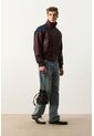 Chaqueta Bomber En Cuero Y Denim Para Hombre Chaqueta Bomber En Cuero Y Denim Para Hombre Vinotinto XL VÉLEZ de Vélez