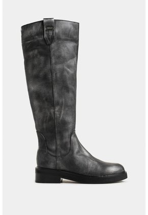 Botas Tulipan De Cuero Brush Off Para Mujer Efecto Metalizado Botas Tulipan De Cuero Brush Off Para Mujer Efecto Metalizado Gris 37 VÉLEZ