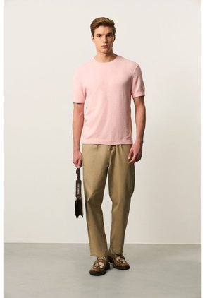 Camiseta Manga Corta Tejida Para Hombre Brisa Camiseta Manga Corta Tejida Para Hombre Brisa Rosado XL VÉLEZ